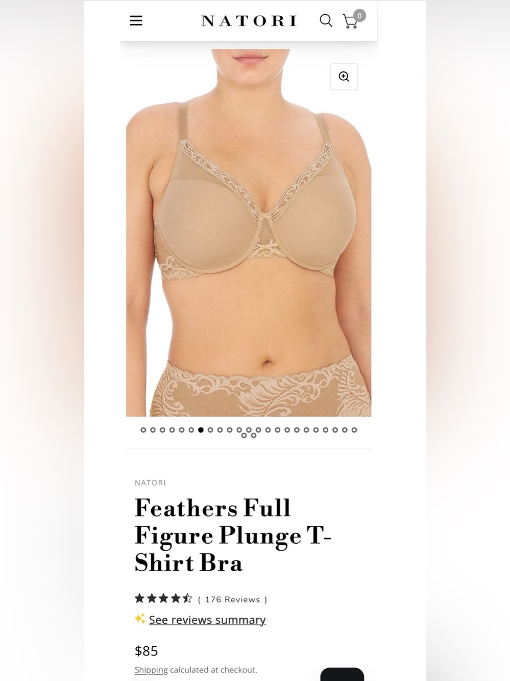 Natori Feathers Full Figure Plunge T-Shirt Bra — Beige